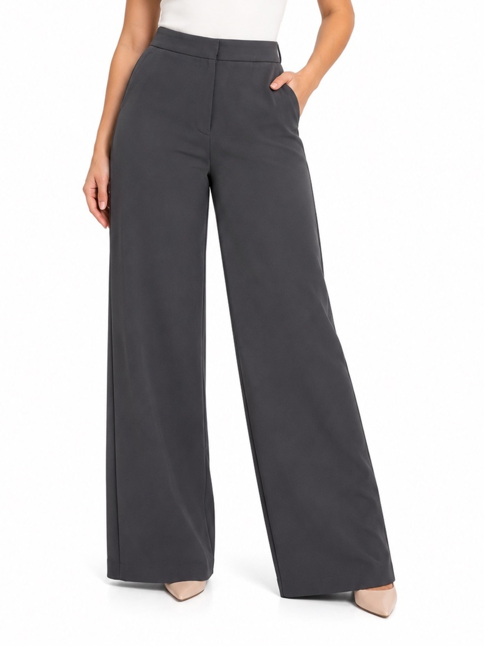 Aritzia Wilfred Limitless Wider Pant Crepette Gray Size 10